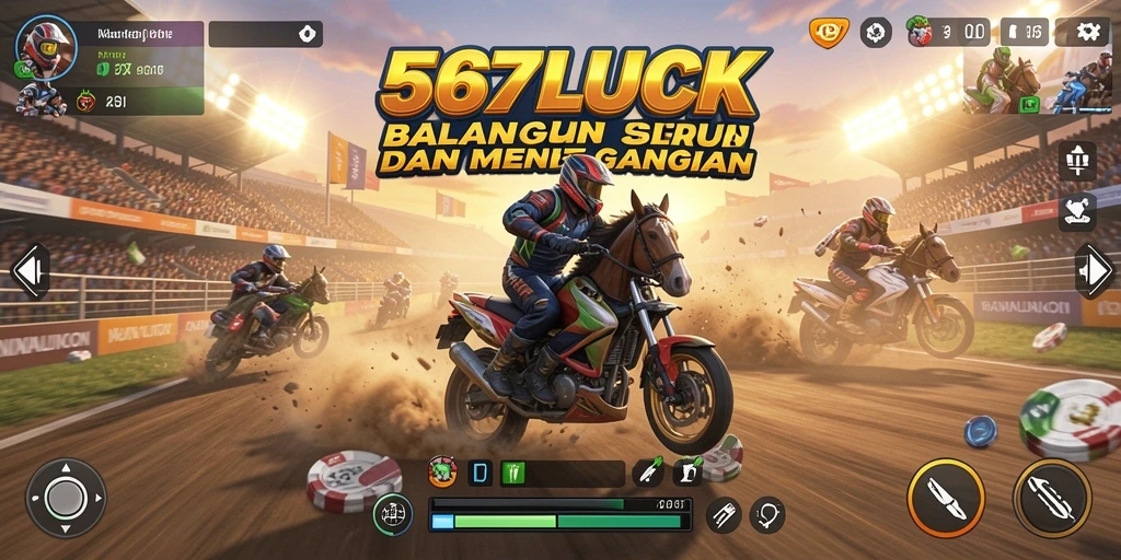 Screenshot gameplay 567LUCK dengan mobil balap yang cepat.