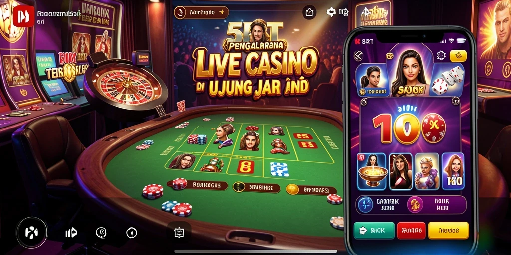 Screenshot gameplay Live Casino di 5RT dengan dealer langsung.