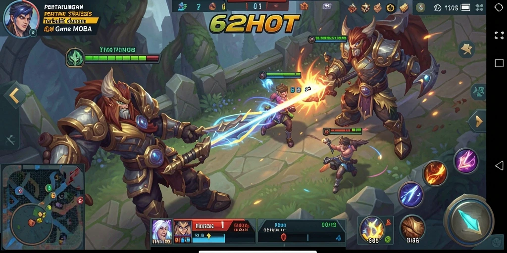 Tampilan gameplay yang mendebarkan di 62HOT, aksi MOBA seru.