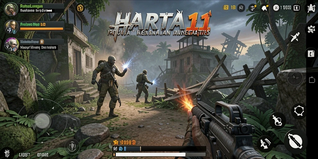 Screenshot gameplay HARTA11 menampilkan aksi seru dalam TPS.