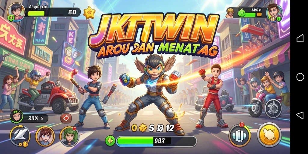 Tampilan aksi seru dari gameplay JKTWIN yang menantang.