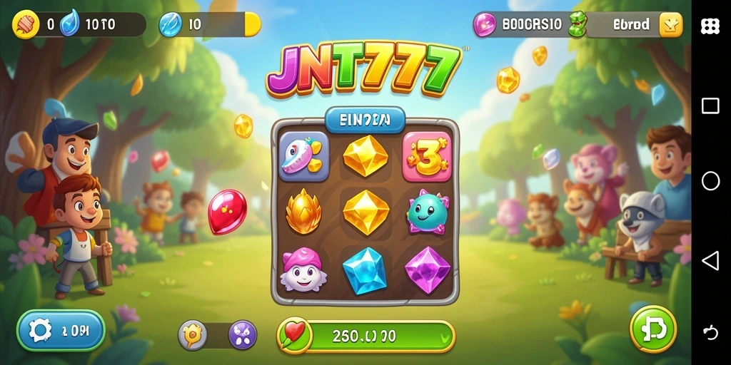 Gameplay JNT777 yang penuh warna dan menantang di level Match-3.