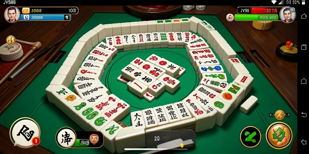 Tampilan gameplay JVS88 dengan ubin Mahjong yang menantang.