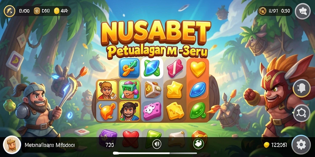 Tangkapan layar permainan NUSABET dengan gameplay Match-3 yang seru.