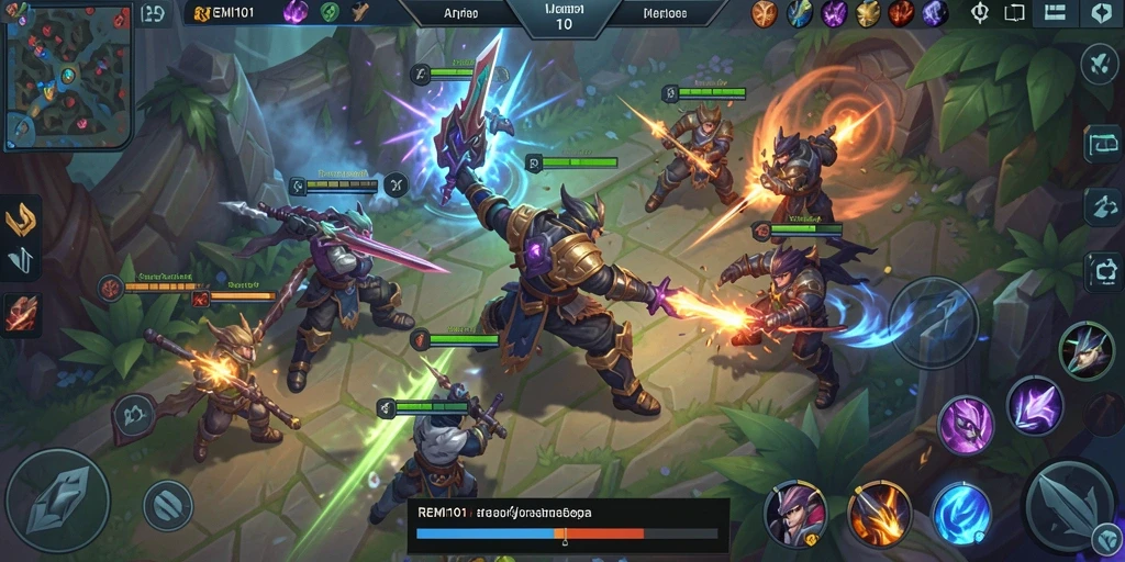 Gameplay seru dengan berbagai karakter MOBA yang menarik.