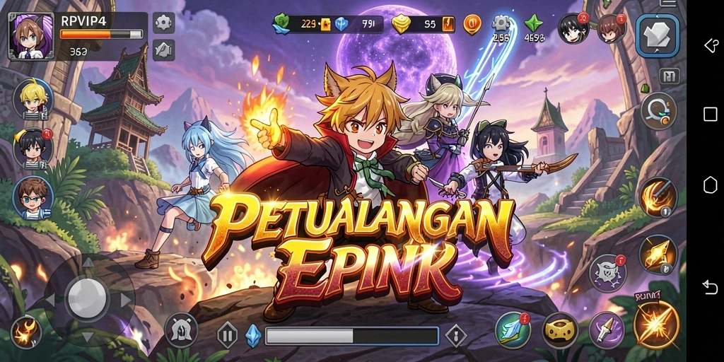 Tampilan gameplay RPVIP4 dengan karakter Anime yang menarik.