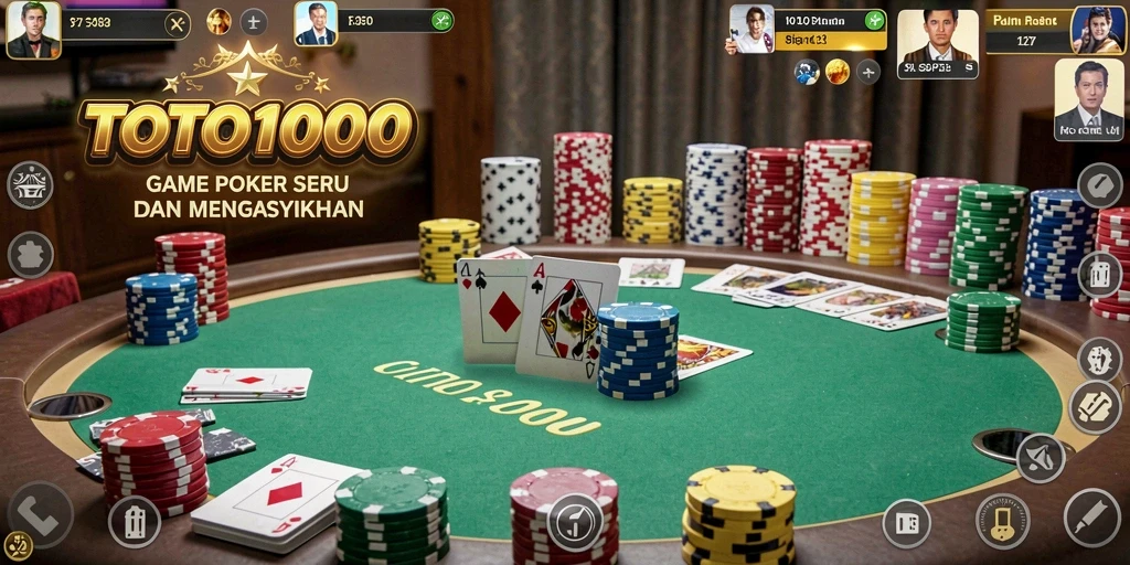 Screenshot gameplay TOTO1000 menampilkan suasana permainan Poker yang intens.