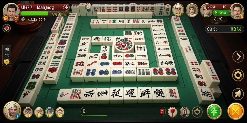 Tampilan gameplay UH77 yang menawan dalam permainan Mahjong.