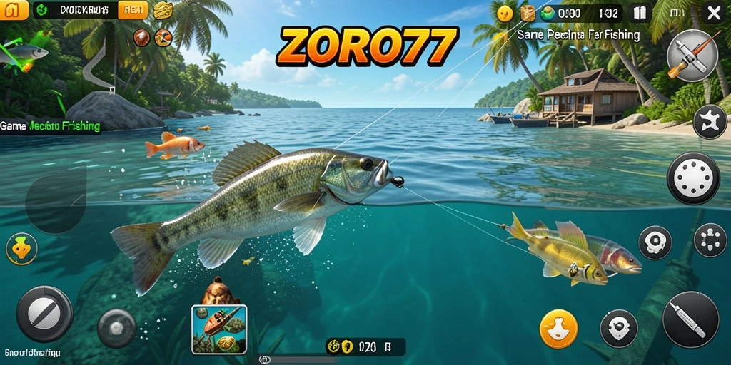 Gameplay ZORO77 dengan aksi memancing yang mendebarkan.